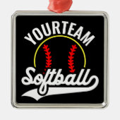 Softball Team Speler VOEG NAAM TOE Personalized Le Metalen Ornament (Voorkant)