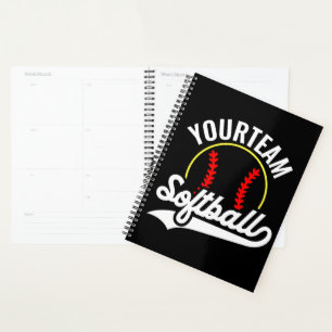 Softball Team Speler VOEG NAAM TOE Personalized Le Planner