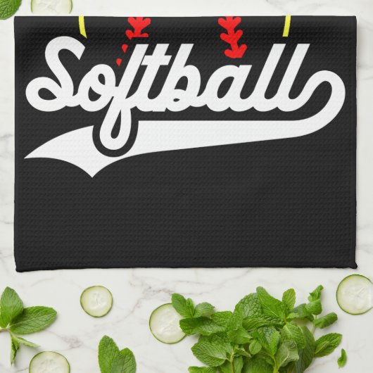 Softball Team Speler VOEG NAAM TOE Personalized Le Theedoek (Gevouwen)