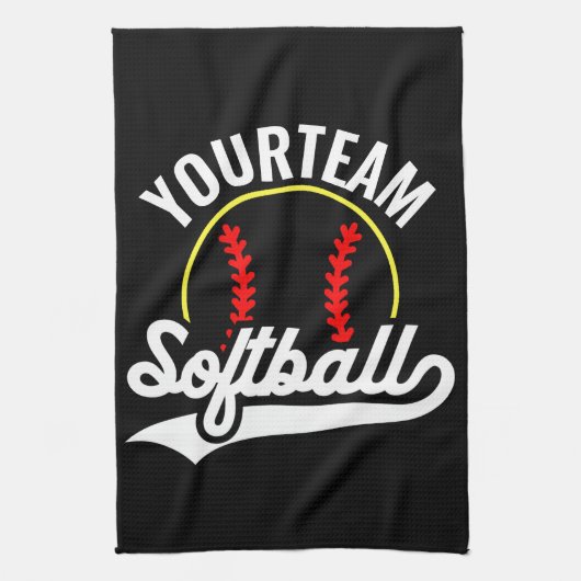 Softball Team Speler VOEG NAAM TOE Personalized Le Theedoek (Verticaal)