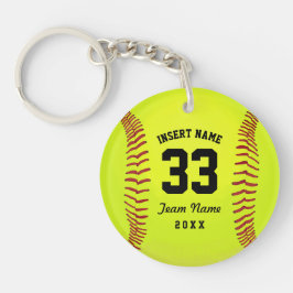Softball Team Zwart Tekst Aangepast Sleutelhanger