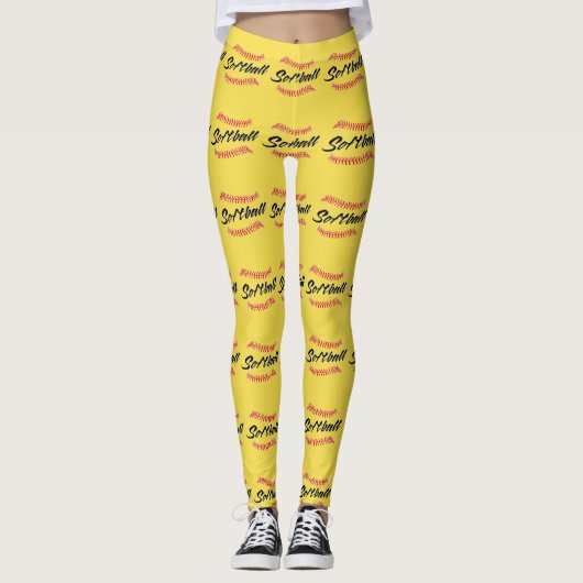 Softball Tekst en titels Leggings (Voorkant)