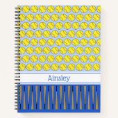 Softball thema patroon aangepaste naam notitieboek (Voorkant)