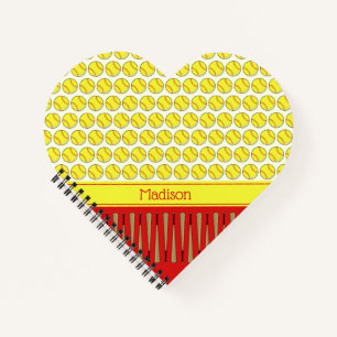 Softball thema patroon aangepaste naam notitieboek