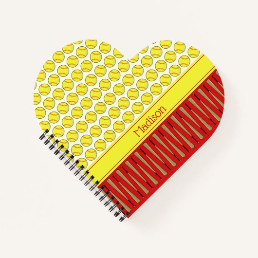 Softball thema patroon aangepaste naam notitieboek (Voorkant)