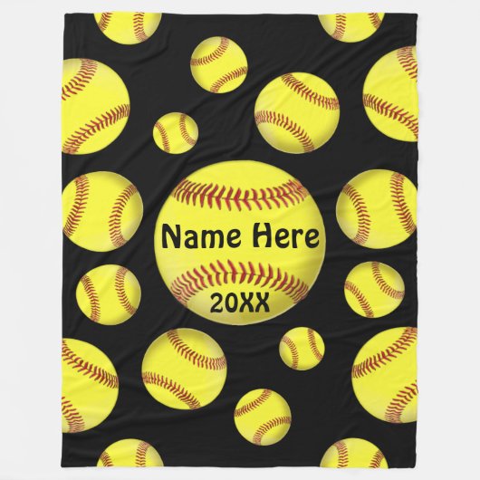  Softball Throw Blanket, uw kleuren Fleece Deken (Voorkant)