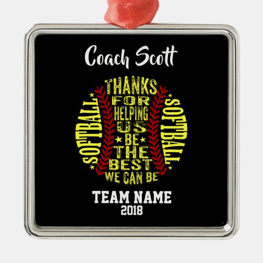 Softball-trainer GIFT PERSONALIZED ornamed Metalen Ornament (Voorkant)