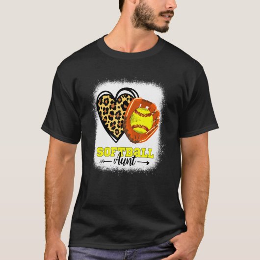 Softball Tunt Blekte luopard Heart Glove Softbal T-shirt (Voorkant)
