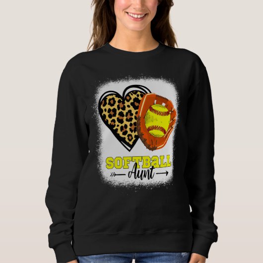 Softball Tunt Blekte luopard Heart Glove Softbal Trui (Voorkant)