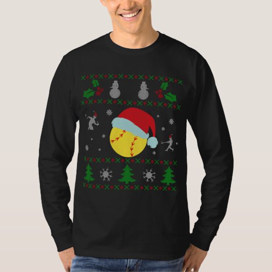 Softball Ugly KerstSweater T-shirt (Voorkant)