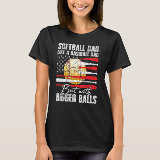 Softball Vader Als Een Honkbal Vader VS Vlag Vader T-shirt