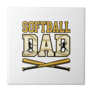 Softball Vader Vintage Gravure Bat Grafisch_1 Tegeltje