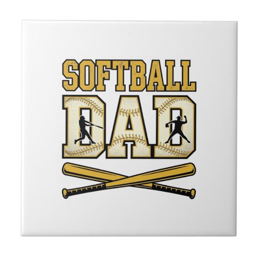 Softball Vader Vintage Gravure Bat Grafisch_1 Tegeltje (Voorkant)