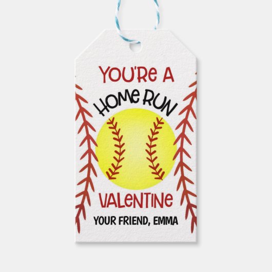 Softball Valentijn Kaart Favor Tag Cadeaulabel (Voorkant)