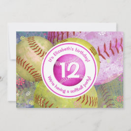 softball van het meisje de partijuitnodiging kaart