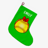 Softball verbonden met een poot grote kerstsok (Voorkant (Hangend))