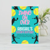 Softball Verjaardag uitnodigen Kaart (Staand voorkant)