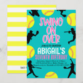 Softball Verjaardag uitnodigen Kaart (Voorkant / Achterkant)