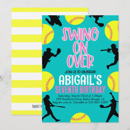 Softball Verjaardag uitnodigen Kaart (Voorkant / Achterkant)