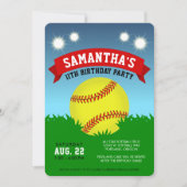 Softball Verjaardagsfeestuitnodiging Kaart (Voorkant)