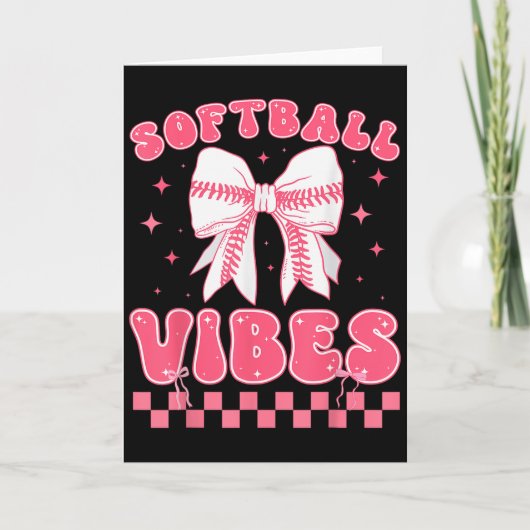 Softball Vibes Softball Couqette Groovy Softball G Kaart (Voorkant)