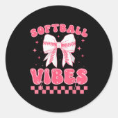 Softball Vibes Softball Couqette Groovy Softball G Ronde Sticker (Voorkant)