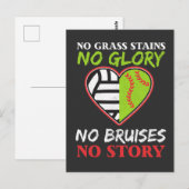 Softball Volleyball Heart No Grass Stains Gift Briefkaart (Voorkant / Achterkant)