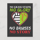 Softball Volleyball Heart No Grass Stains Gift Briefkaart (Voorkant)