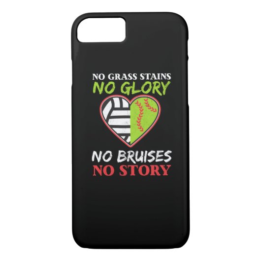 Softball Volleyball Heart No Grass Stains Gift Case-Mate iPhone Case (Achterkant)