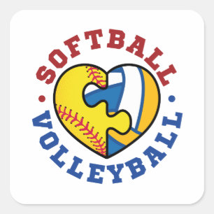 Softball Volleyball Vierkante Sticker