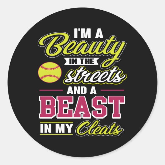 Softball voor softballers ronde sticker (Voorkant)