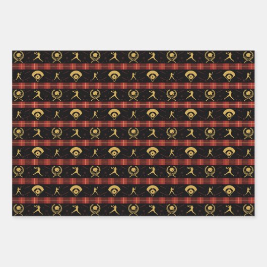 Softball voor vrouwen - kerstrood cheque inpakpapier vel (Voorkant 2)