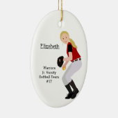 Softball-Vrouw Blonde Red & Black Keramisch Ornament (Rechts)
