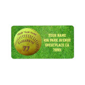 Softball Vuile Naam Team Nummer Bal Adres Label (Voorkant)