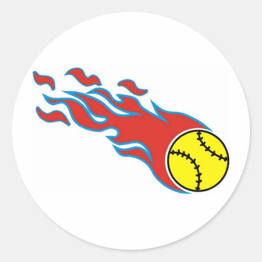 Softball vuurbal ronde sticker (Voorkant)