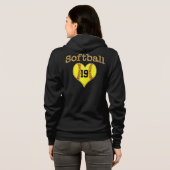 Softball warm met JERSEY-NUMMER Hoodie (Achterkant volledig)