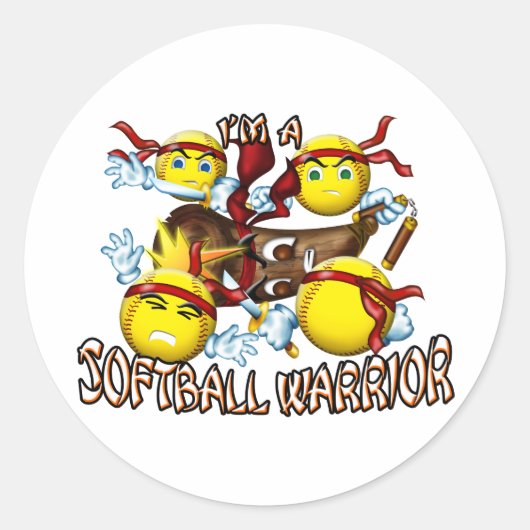 Softball Warrior Ronde Sticker (Voorkant)