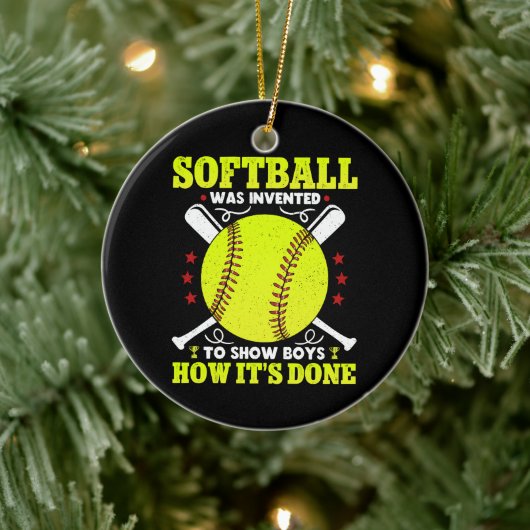 Softball werd uitgevonden aan Shows jongens hoe he Keramisch Ornament (Boom)