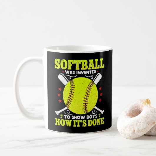 Softball werd uitgevonden aan Shows jongens hoe he Koffiemok (Met donut)