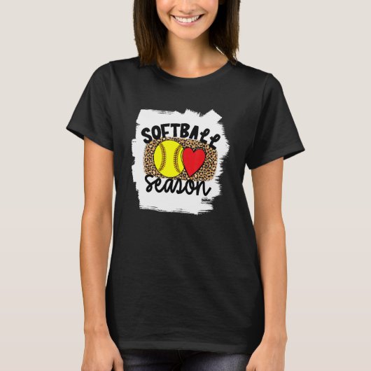 Softball Womens Leopard Pattern Softball Girl 6 T-shirt (Voorkant)