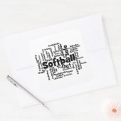 Softball Word Cloud Vierkante Sticker (Envelop)