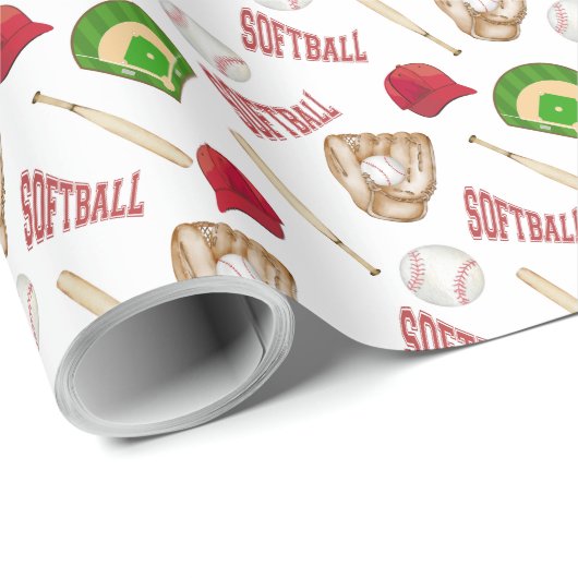 Softball Wrapping Paper Cadeaupapier (Rol Hoek)
