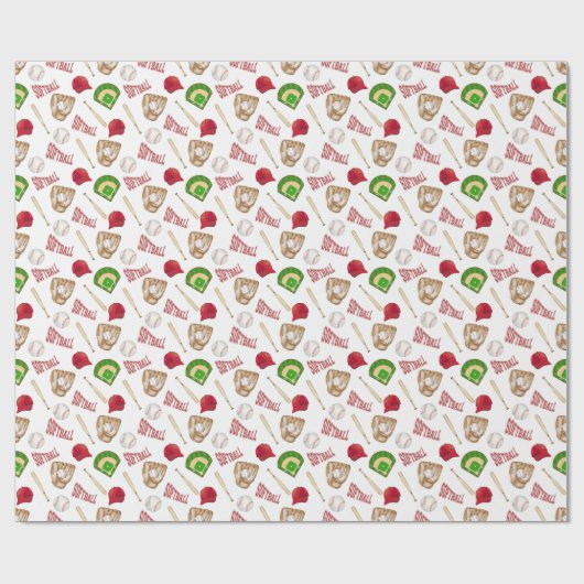 Softball Wrapping Paper Cadeaupapier (Vlak)