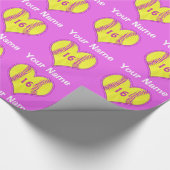 Softball Wrapping Paper met NAAM, Jersey NUMBER Cadeaupapier (Hoek)