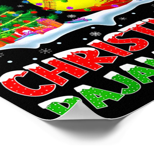 Softball Xmas Tree Lights This Is My Christmas Paj Poster (Hoek)