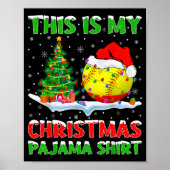 Softball Xmas Tree Lights This Is My Christmas Paj Poster (Voorkant)
