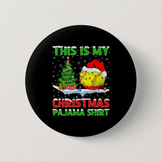 Softball Xmas Tree Lights This Is My Christmas Paj Ronde Button 5,7 Cm (Voorkant)