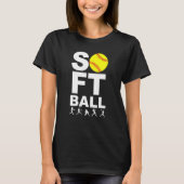 SOFTBALL Yellow Ball met Batting, Pitching Stance T-shirt (Voorkant)