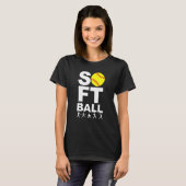 SOFTBALL Yellow Ball met Batting, Pitching Stance T-shirt (Voorkant volledig)