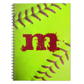 Softball Yellow Fast Monogram Initiaal Note Book Notitieboek (Voorkant)